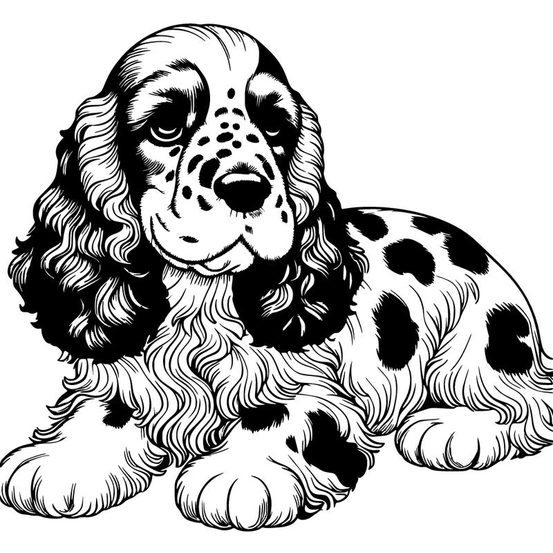 realistic cocker spaniel dog with a merle pattern