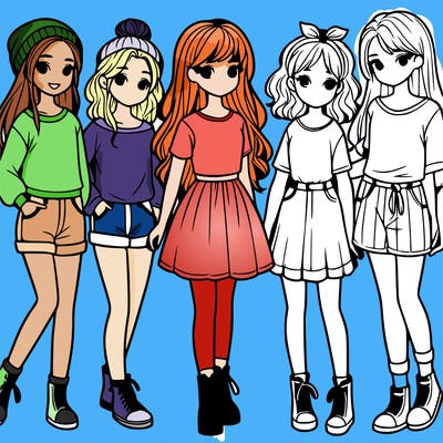 a group of five girls