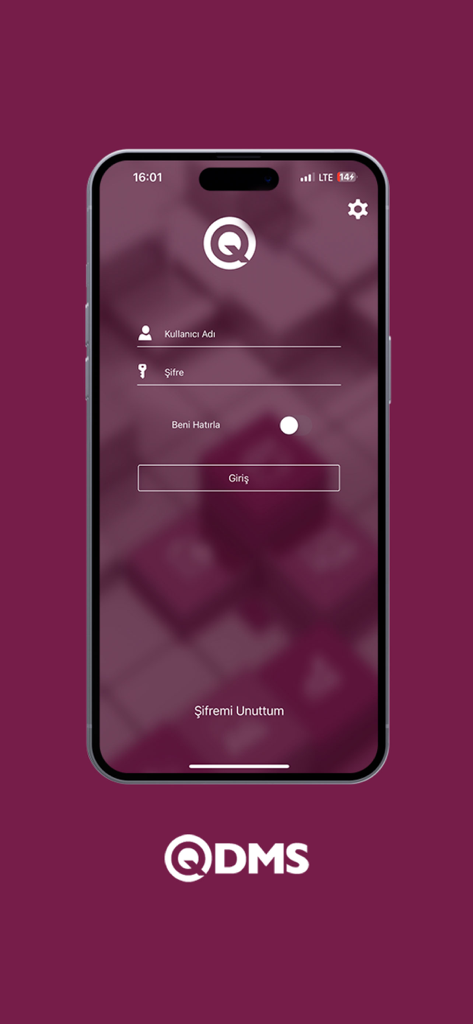 QDMS v2 - Bimser Çözüm - Anmeldeoberfläche für die mobile Anwendung des Qualitätsmanagementsystems QDMS v2