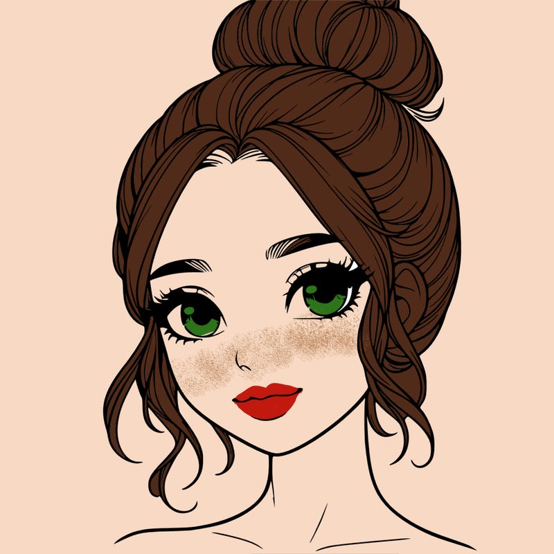 realistic pretty girl with hair in bun