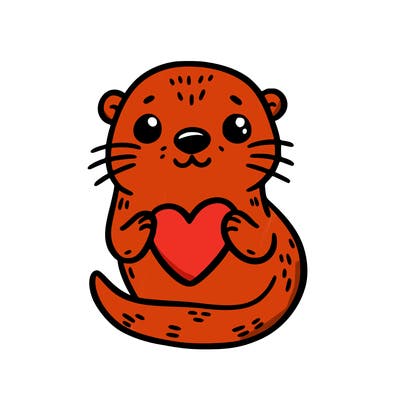 otter with a heart