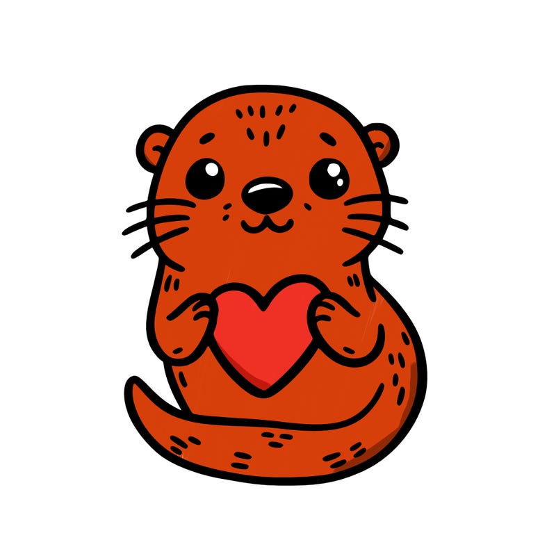 otter with a heart