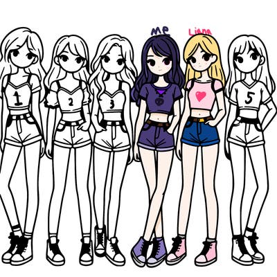 a group of girls wearing crop tops and shorts