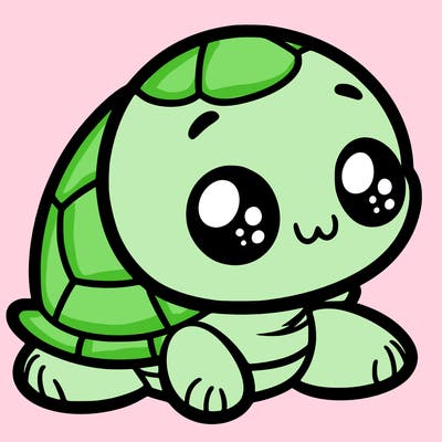 cute little animated turtle