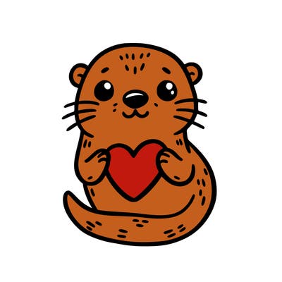 otter with a heart