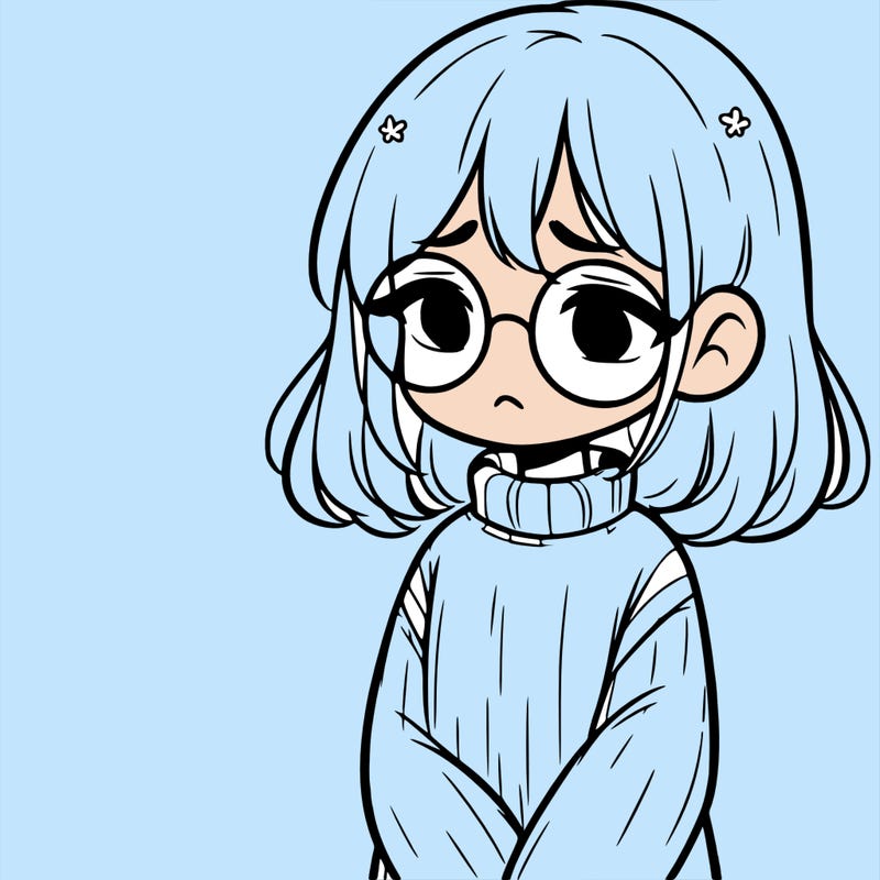 sad girl with glasses in a sweater