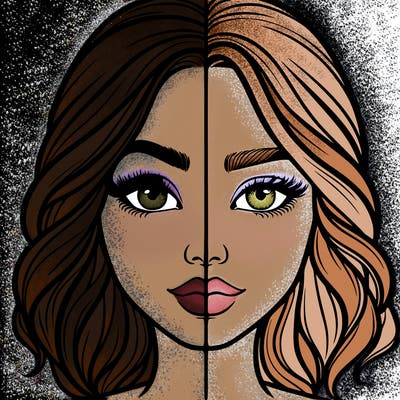 realistic girl split half