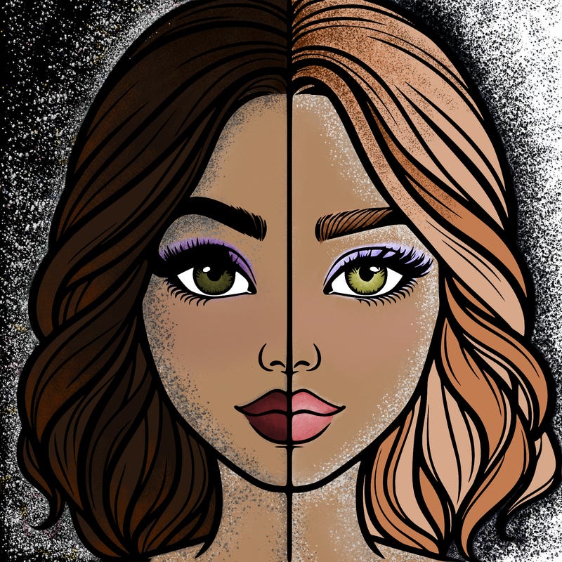 realistic girl split half