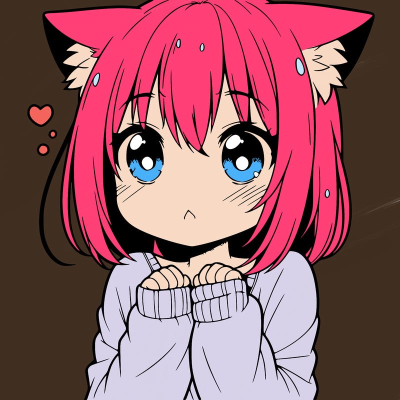 shy anime catgirl