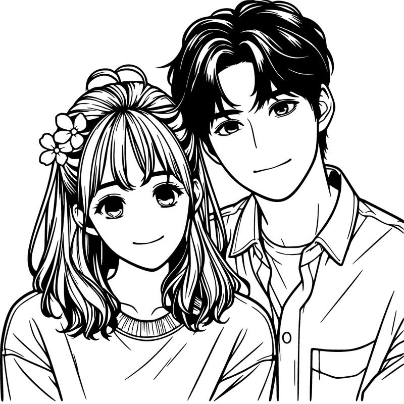 korean beautiful with his girlfriend realistic