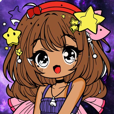cute anime girl with star accessories