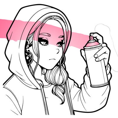 a realistic girl, spray painting