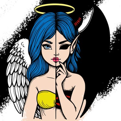 realistic angel half demon