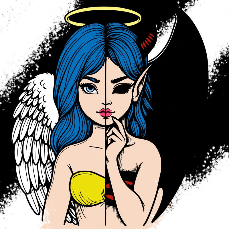 realistic angel half demon