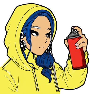 a realistic girl, spray painting