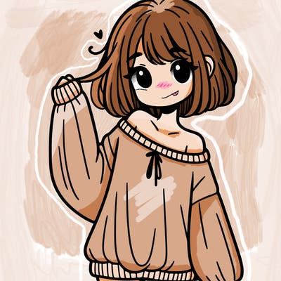 girl in baggy sweater hanging off her shoulder