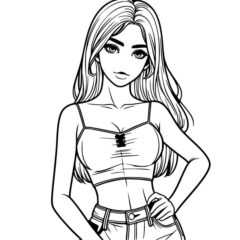 realistic girl in crop top