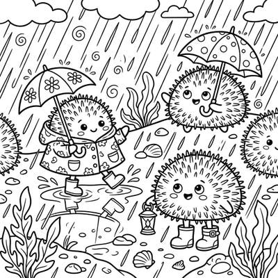 Get ready for an ocean-themed adventure with our delightful Sea Biscuits Rainy Day coloring page! Watch these charming spiky creatures splash and play, bringing joy to any dreary day.