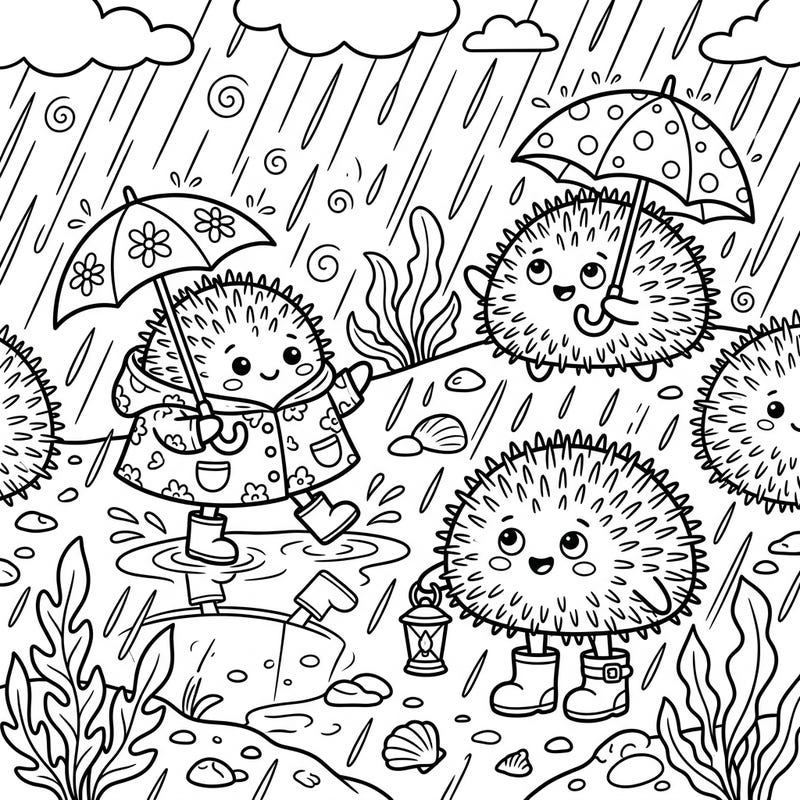Get ready for an ocean-themed adventure with our delightful Sea Biscuits Rainy Day coloring page! Watch these charming spiky creatures splash and play, bringing joy to any dreary day.
