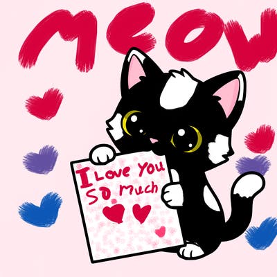 a small cat with a blank sheet of paper in its hand. the cat is sooooooo cute!