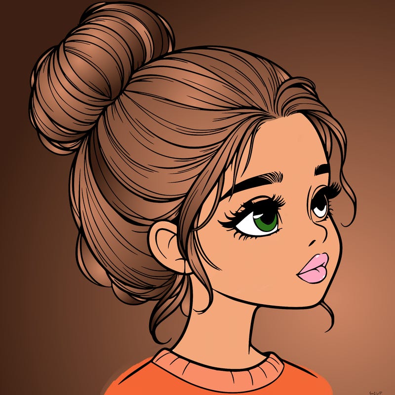 realistic girl with bun