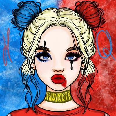 realistic girl with two buns in hair and lips