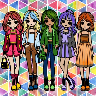 group of girls fashion