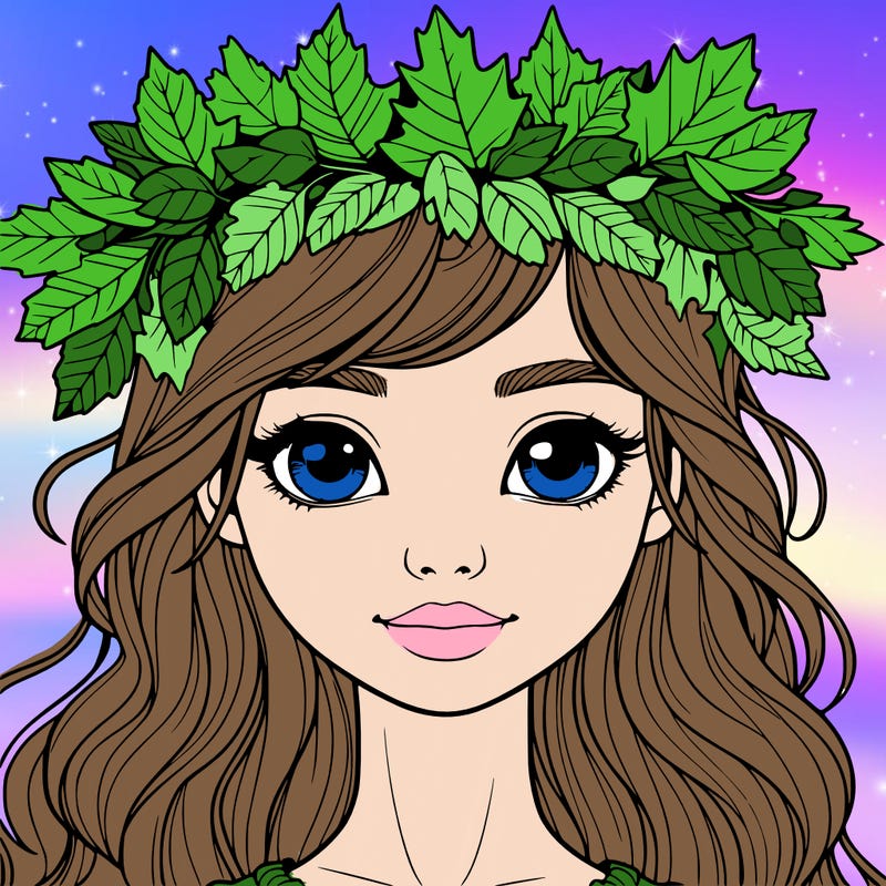 realistic girl with fall leaf crown