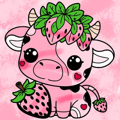 cute strawberry cow
