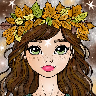 realistic girl with fall leaf crown
