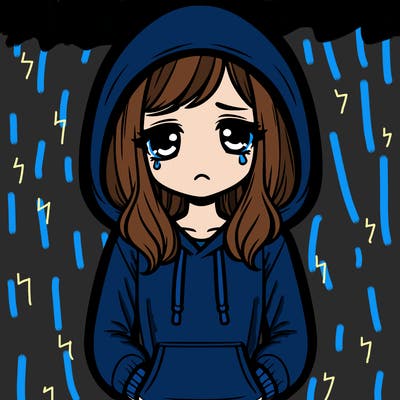 sad girl with a hoodie