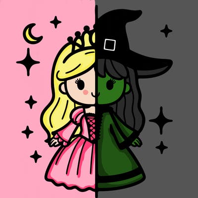 split princess and witch