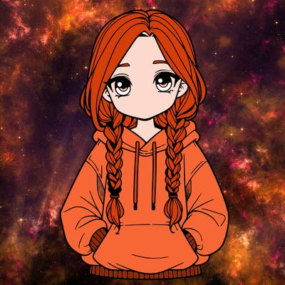 a realistic girl with a oversized hoodie and she has braids