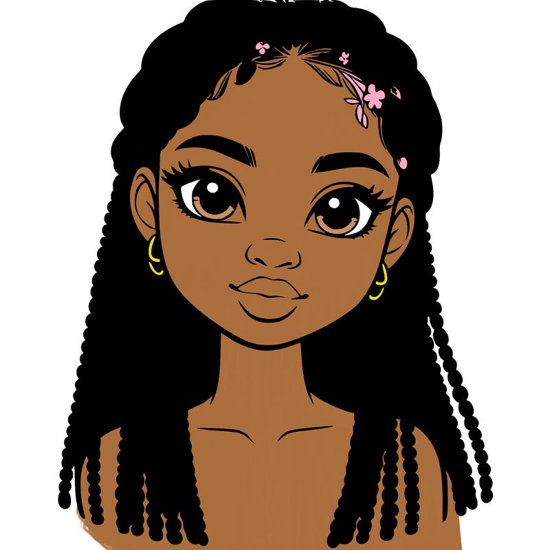 a realistic black girl with braids