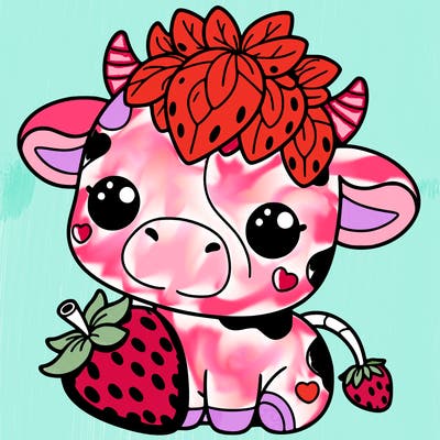 cute strawberry cow