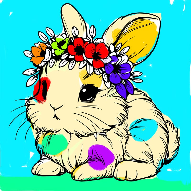 realistic baby bunny with flower crown