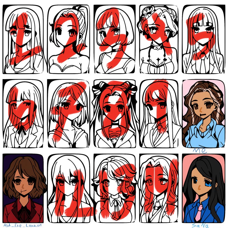 girls that look diffrent anime