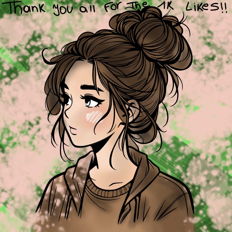 realistic teenage girl with a messy bun