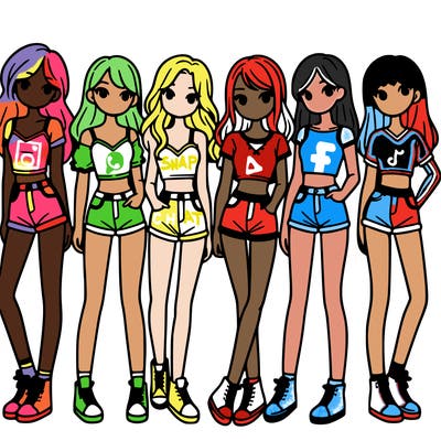 a group of girls wearing crop tops and shorts