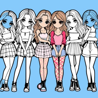 a group of girls realistic