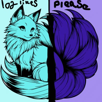 realistic detailed 9 tailed anime fox