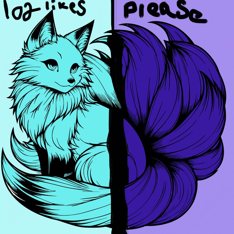 realistic detailed 9 tailed anime fox