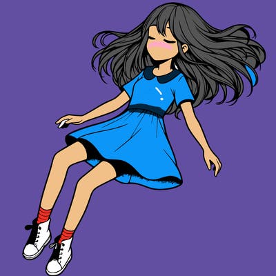 realistic girl floating