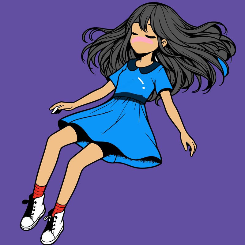 realistic girl floating