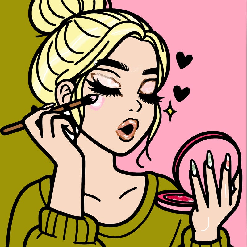 aesthetic girl doing her makeup