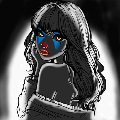 realistic girl with bangs looking over her shoulder