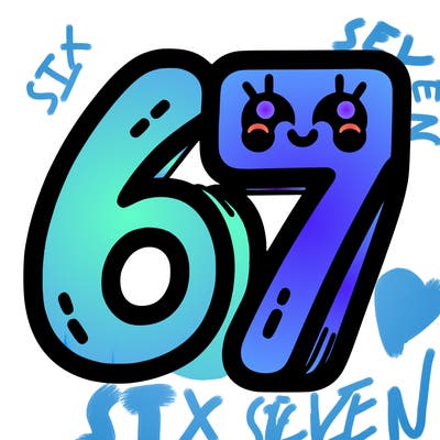 the numbers 67