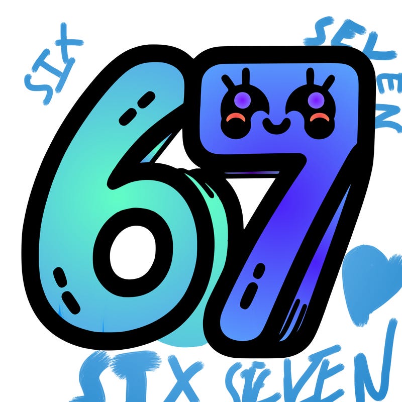 the numbers 67