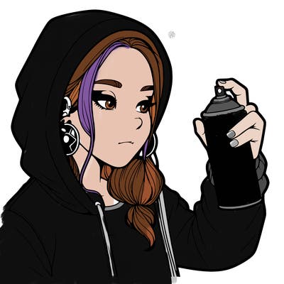 a realistic girl, spray painting