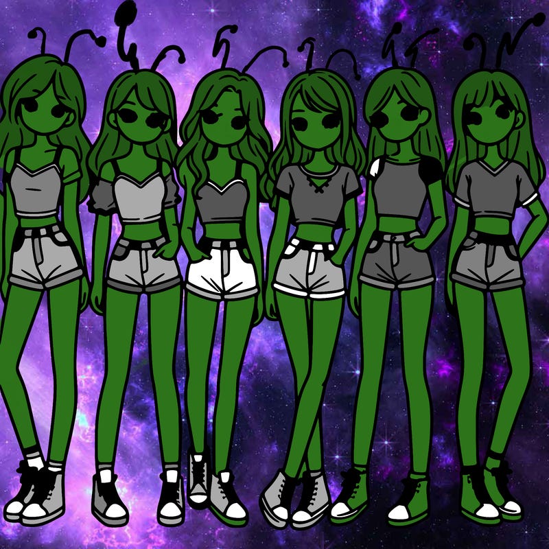 a group of girls wearing crop tops and shorts